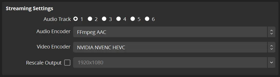 OBS streaming settings